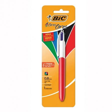 Caneta esferográfica 0.8 retrátil Fine 4 cores - Bic