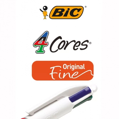 Caneta esferográfica 0.8 retrátil Fine 4 cores - Bic
