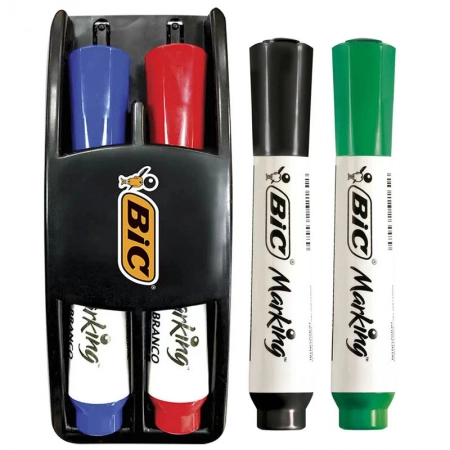 Kit apagador e pincel para quadro branco com 4 cores - Bic