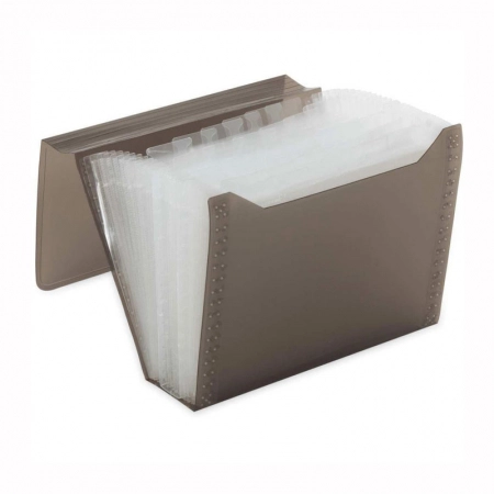 Pasta sanfonada duplicata 31 divisórias Fumê - Polibras