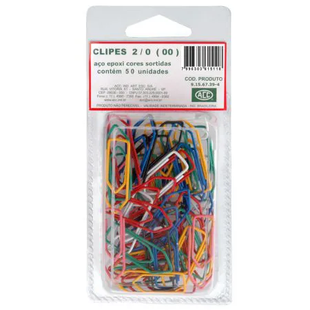 Clips colorido 2/0 - com 50 unidades - ACC