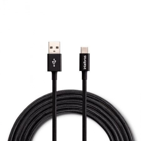Cabo USB para USB-C Nylon Preto 1,5m EUAC15NP - Intelbras