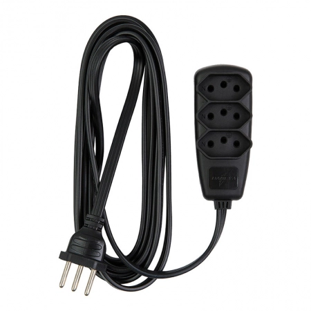 Extensão Sort 3 tomadas com 10 metros 2P+T 10A Preta DN1914 - Daneva