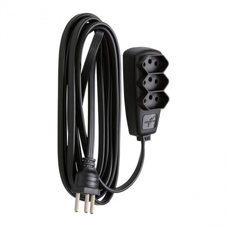 Extensão Sort 3 tomadas com 10 metros 2P+T 10A Preta DN1914 - Daneva