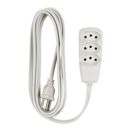 Extensão Sort 3 tomadas com 10 metros 2P+T 10A Gelo DN1913 - Daneva