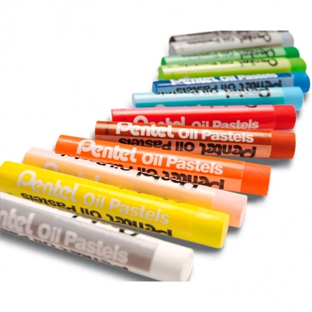 Giz pastel oleoso PHN-12 - com 12 cores - Pentel