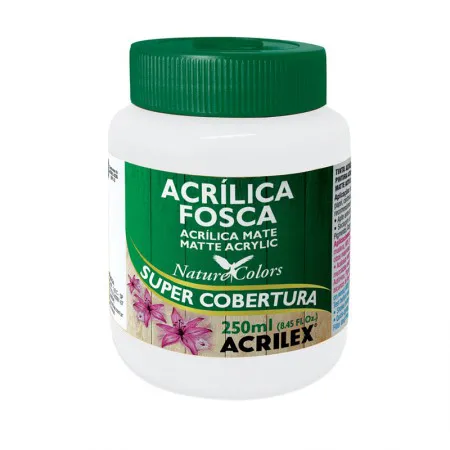 Tinta acrílica fosca Branca 250ml - 519 - Acrilex