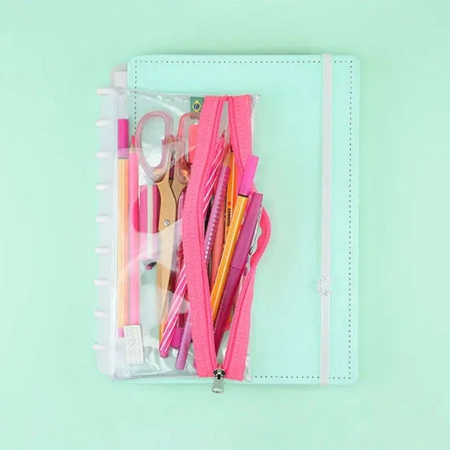 Estojo escolar Crystal Neon Pink CIEI1010 - Caderno Inteligente