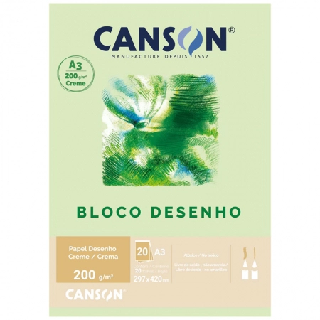 Bloco desenho creme A3 200g - com 20 folhas - Canson