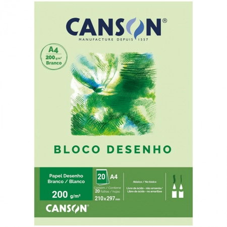 Bloco desenho branco A4 200g - com 20 folhas - Canson
