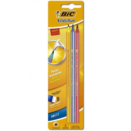 Lápis preto Evolution Pijama com 3 unidadades - Bic
