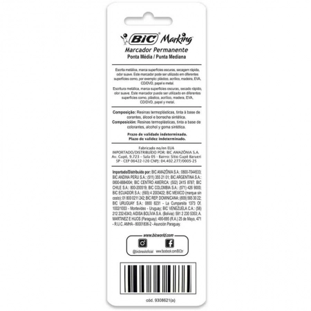 Pincel marcador permanente Marking Metálico com 2 cores 903936 - Bic