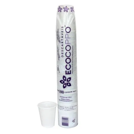 Copo plástico descartável Ecocoppo branco 180ml 100und - Altacoppo