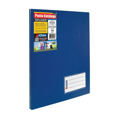 Pasta catálogo ofício 2534 Azul com 10 plásticos - Chies
