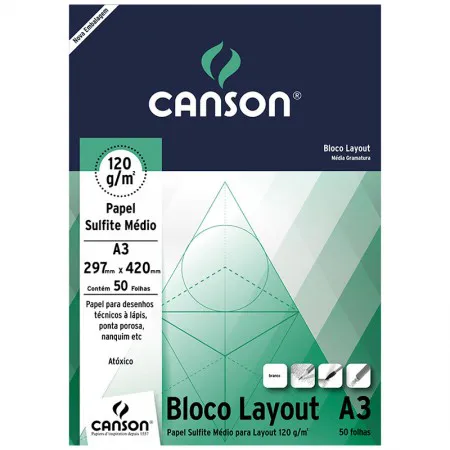Bloco layout liso A3 120g - com 50 folhas - Canson