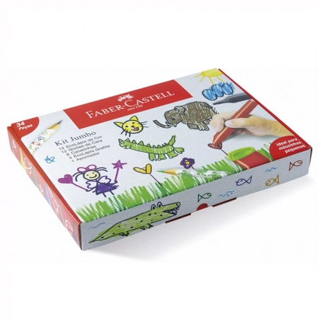 Kit colorir e desenhar Jumbo com 34 itens - Faber-Castell