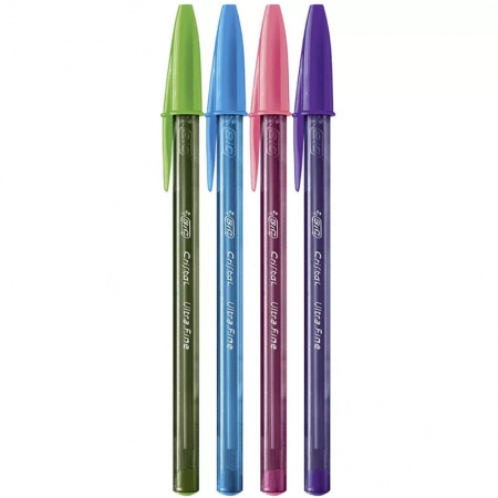 Caneta esferográfica Cristal Ultra Fina Fashion 0.7 AZ/RX/RS/VD com 4 unidades - Bic