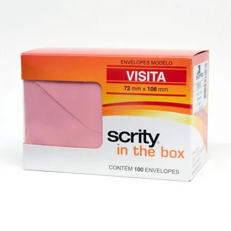 Envelope Color Plus Rosa Claro 72x108mm - caixa com 100 unidades - Scrity