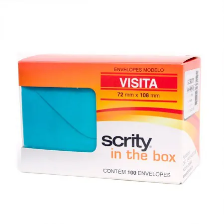 Envelope Color Plus Azul Turquesa 72x108mm 100und Scrity