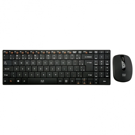 Teclado e mouse sem fio USB 2.4Ghz Slim Preto multimídia - TC202 - Multi