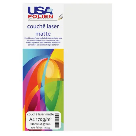 Papel couchê laser matte A4 170g com 100 folhas 7459 - Usa Folien