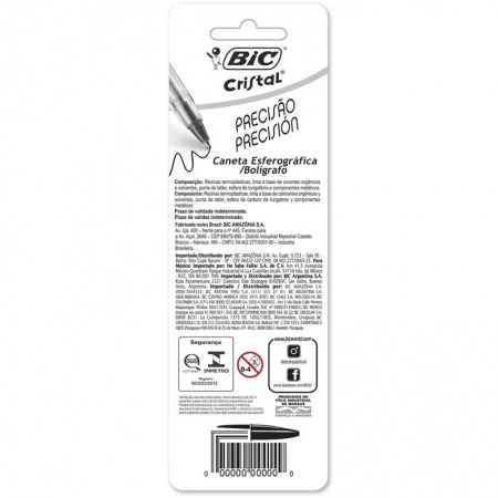 Caneta esferográfica Cristal Fina 0.8 Azul com 3 unidades - Bic