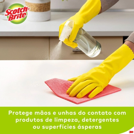 Luva multiuso Scotch-Brite média limão amarela - 3M