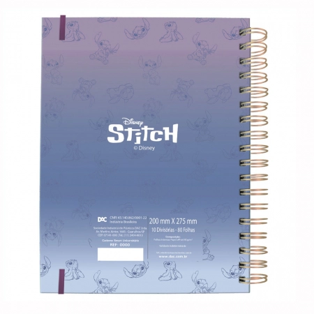 Caderno espiral capa dura universitário Smart 80 folhas 4512 Stitch - Dac