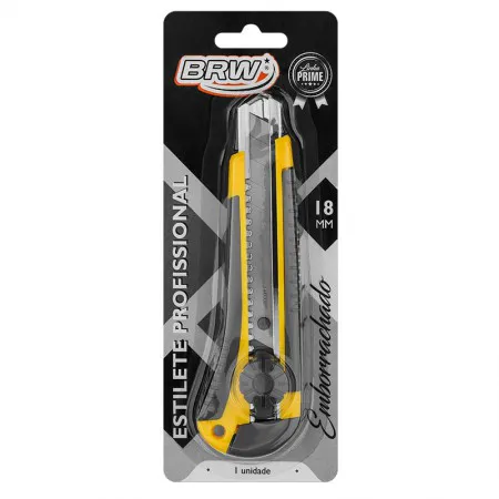 Estilete profissional trava giratória emborrachado 18mm - ES1804 - BRW