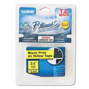 Fita para rotulador TZE641 Amarelo escrita Preto 18mm - Brother