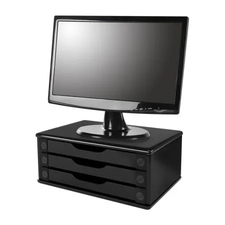 Suporte para monitor 3 gavetas MDF Black Piano - 3347 - Souza