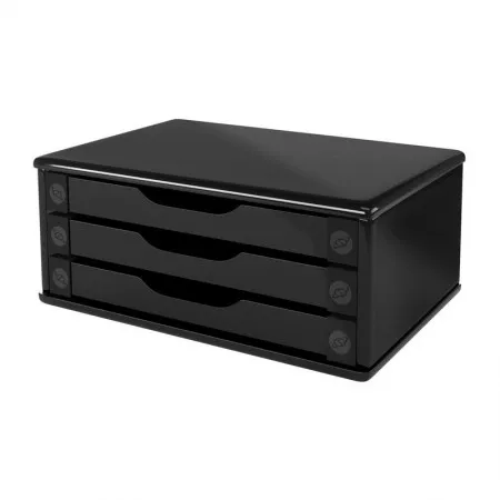 Suporte para monitor 3 gavetas MDF Black Piano - 3347 - Souza