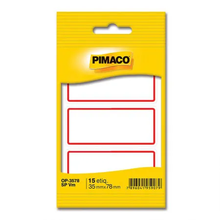 Etiqueta escolar sem pauta e tarja vermelha OP3578 com 15 unidades - Pimaco