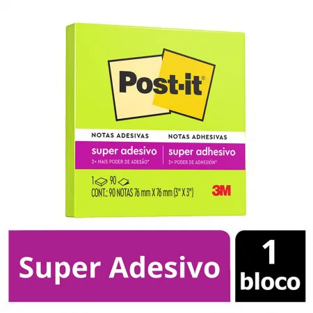 Bloco de notas super adesivas Post-it Verde Ácido 76x76mm 90 folhas - 3M