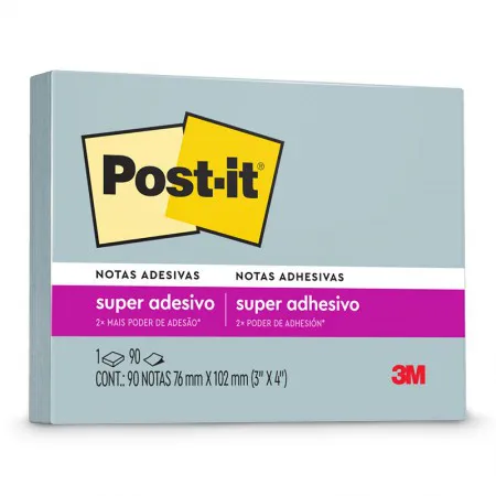 Bloco de notas super adesivas Post-it reciclado Azul Jeans 76x102mm 90 folhas - 3M