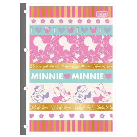 Bloco para fichário universitário Tiliflex Minnie 4 furos 80 folhas - Tilibra