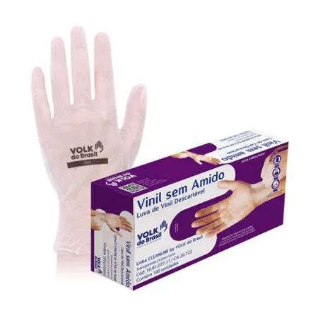 Luva de vinil descartável M sem amido com 100 unidades CA20722/45756 - Volk
