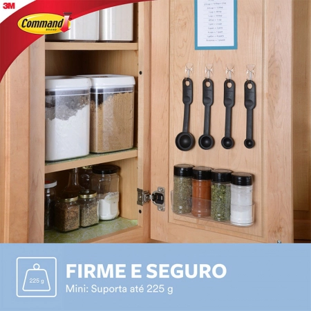 Gancho adesivo para utensílios Command transparente mini 3 unid - HB004270532 - 3M