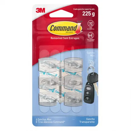 Gancho adesivo Command transparente mini 6 unid HB004270490 - 3M