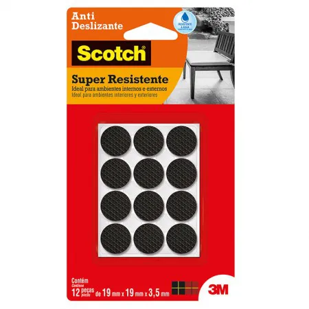 Protetor antideslizante Scotch redondo preto Pequeno 12 unidades - 3M