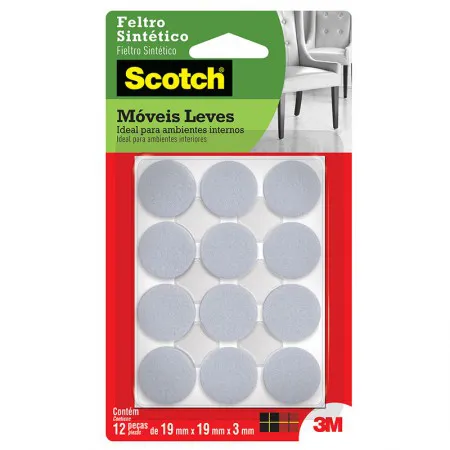 Feltro sintético para móveis leves Scotch redondo branco Pequeno c/12 unid - 3M