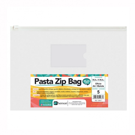 Pasta Zip Bag versátil Cristal 0085-7 36x26cm 5 und - Chies