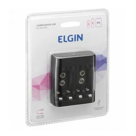 Carregador de pilhas AA/AAA/9V - 46RSCUSB0000 - Elgin