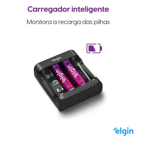 Carregador de pilhas AA/AAA/9V - 46RSCUSB0000 - Elgin