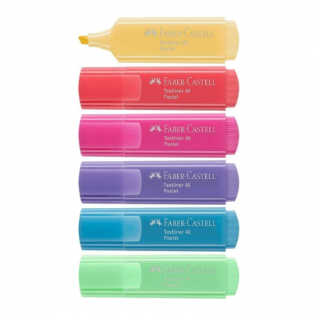 Pincel marca texto Textliner 46 Pastel com 6 unidades MT/15466 - Faber-Castell