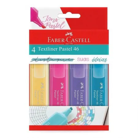 Pincel marca texto Textliner 46 Pastel com 4 unidades MT/15464 - Faber-Castell