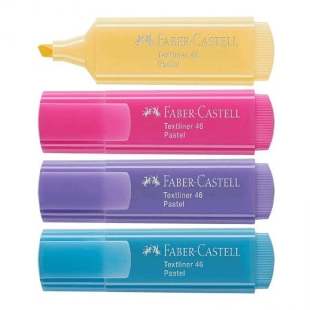 Pincel marca texto Textliner 46 Pastel com 4 unidades MT/15464 - Faber-Castell
