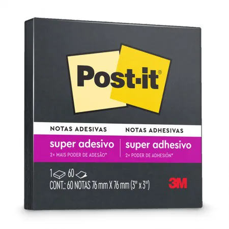 Bloco de notas super adesivas Post-it Preto Ônix 76x76mm 60 folhas - 3M