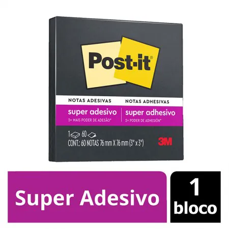 Bloco de notas super adesivas Post-it Preto Ônix 76x76mm 60 folhas - 3M