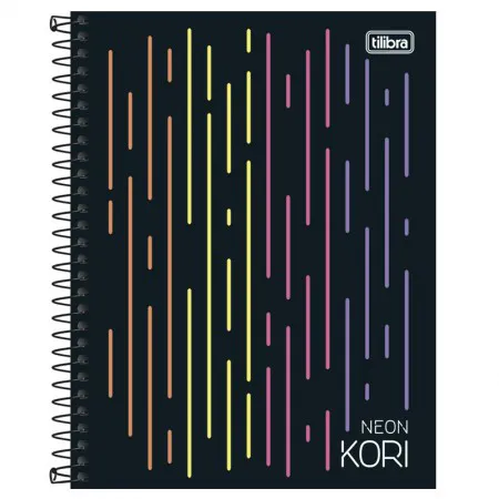 Caderno espiral capa dura colegial 1x1 80 folhas Neon Kori - Tilibra